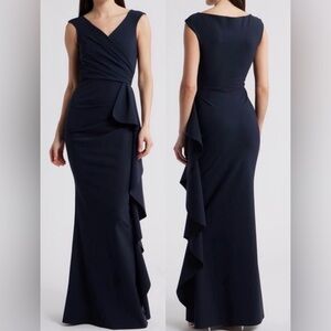 NEW Chiara Boni La Petite Robe Sozen Cascade Ruffle Sleeveless Gown Sz 2